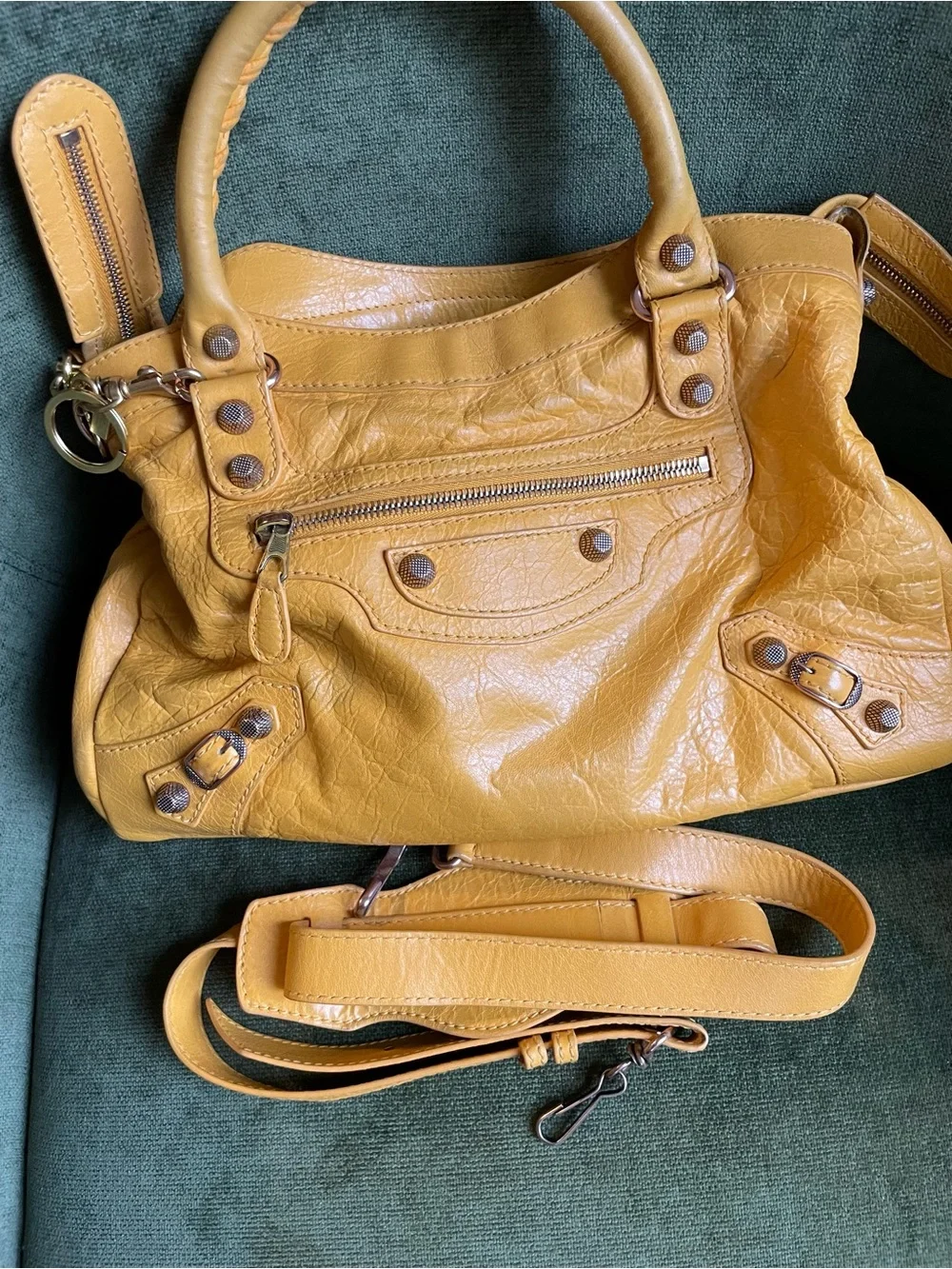 Balenciaga Mustard Yellow Leather Satchel